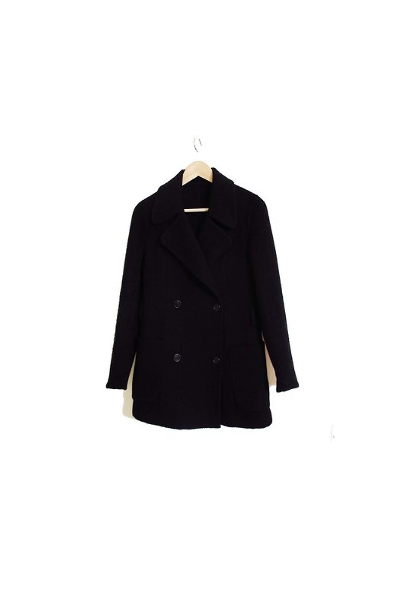 【Wahr】黑毛呢外套 - Women's Casual & Functional Jackets - Other Materials Black