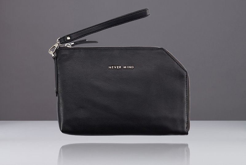 Personalized Clutch-B Product Missing Wristband - Tablet & Laptop Cases - Genuine Leather Black