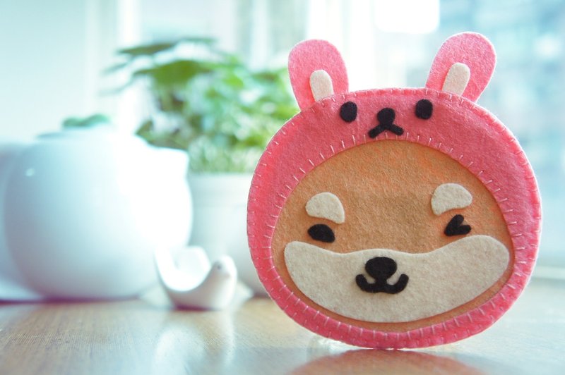 Mangogirl Healing Bunny Shiba Inu Handmade Coaster - Coasters - Other Materials 