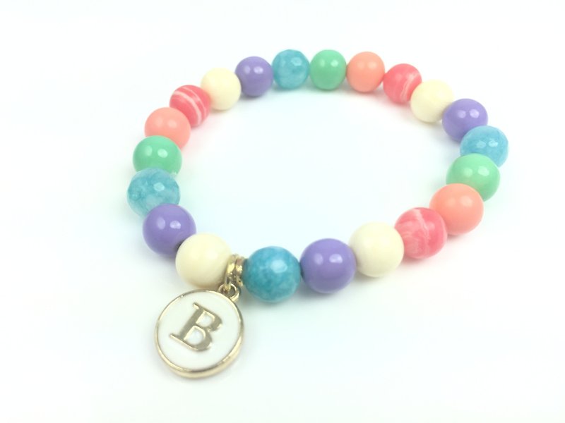 "Rainbow Rainbow jade x alloy letter Charm" - Bracelets - Other Materials Multicolor
