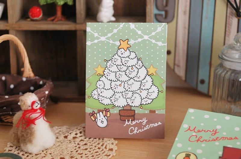 *Mori Shu* 聖誕卡/泡泡羊聖誕樹卡片(單張含信封) - 卡片/明信片 - 紙 多色