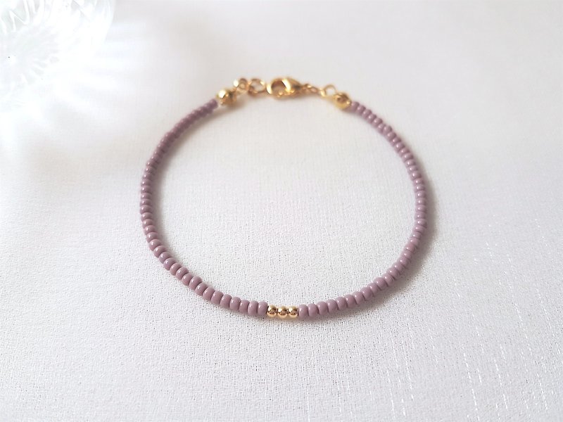 Seed of Wish‧ Bronze Lotus Purple Beaded Bracelet - Bracelets - Copper & Brass Purple