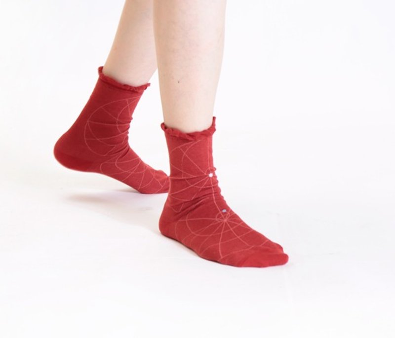 ncumbent North Star 3/4socks - ถุงเท้า - ผ้าฝ้าย/ผ้าลินิน สีแดง