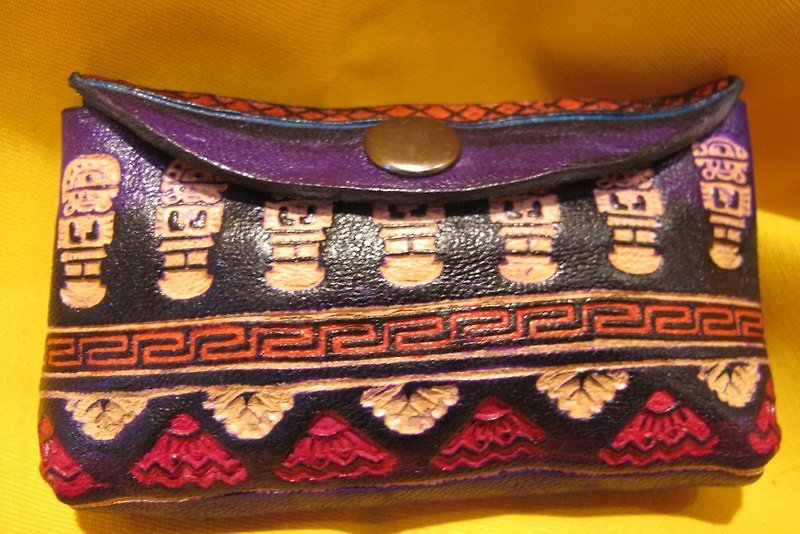 Leather hand infection color small coin purse-leather brand totem-purple - Coin Purses - Other Materials Blue