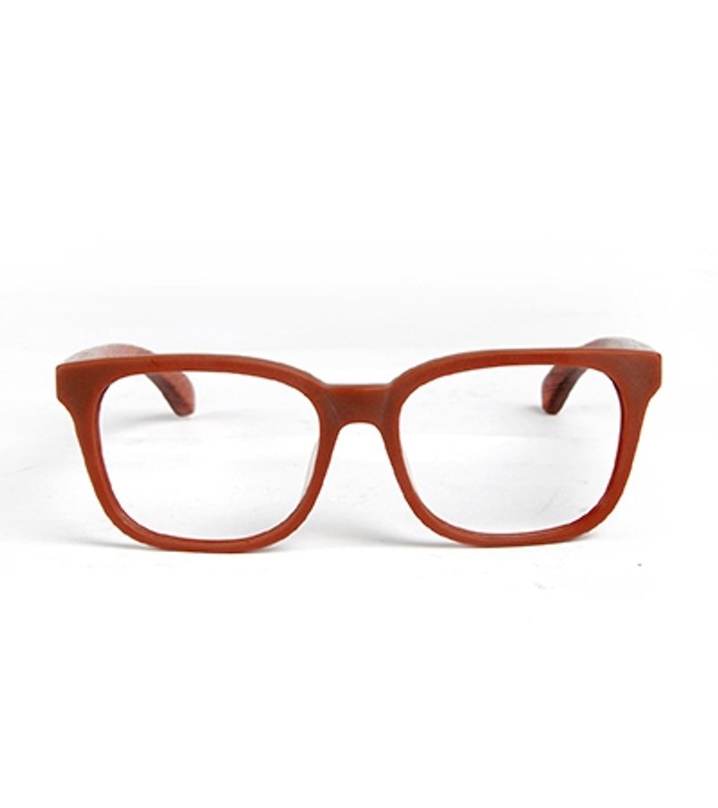 plain-me x 好初早餐 獨家開版木質拼接眼鏡 - กรอบแว่นตา - ไม้ สีนำ้ตาล