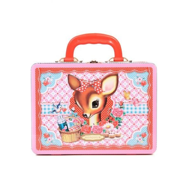 SUSS-英國進口復古插畫風-Lunch Box超可愛午餐盒--現貨免運 - 居家收納/收納盒/收納用品 - 其他金屬 粉紅色
