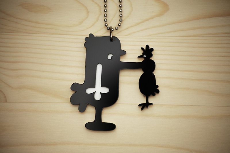 【Peej】‘Why you…’ Double layered Acrylic key chains/necklaces - Necklaces - Acrylic Black