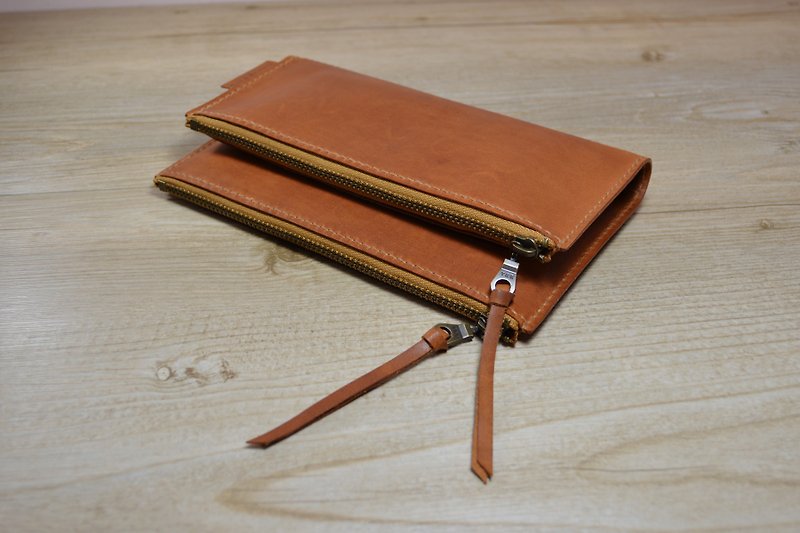 【kuo's artwork】 Hand stitched leather Pouch / bags - กล่องดินสอ/ถุงดินสอ - หนังแท้ 