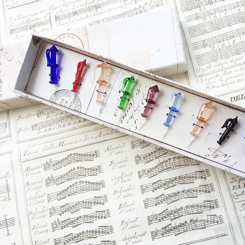 1012 Colorful Mini Glass Pen-10 styles / Francesco Rubinato - ปากกาจุ่มหมึก - แก้ว หลากหลายสี