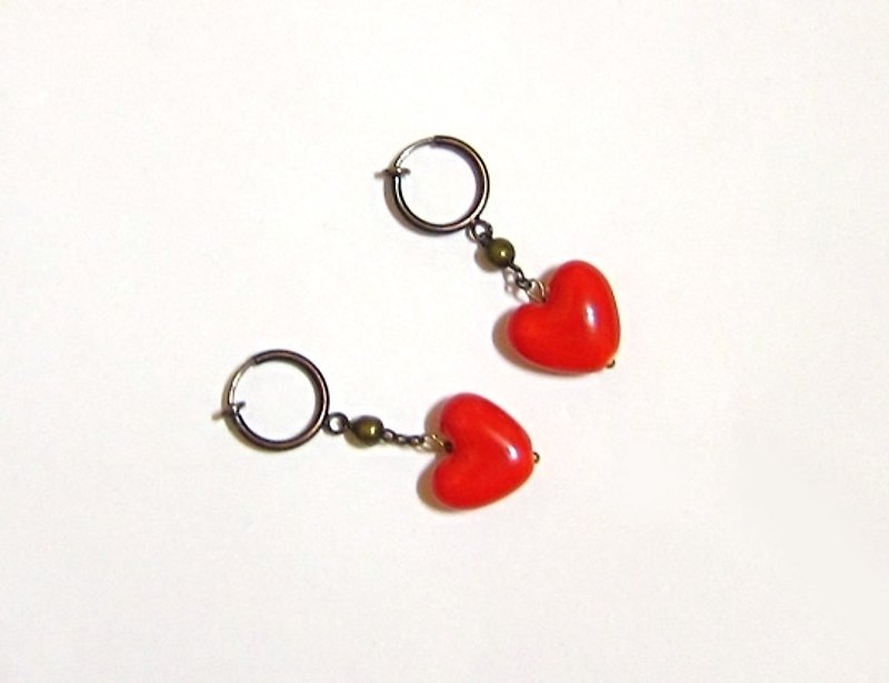 Passion heart - Earrings & Clip-ons - Other Materials Red