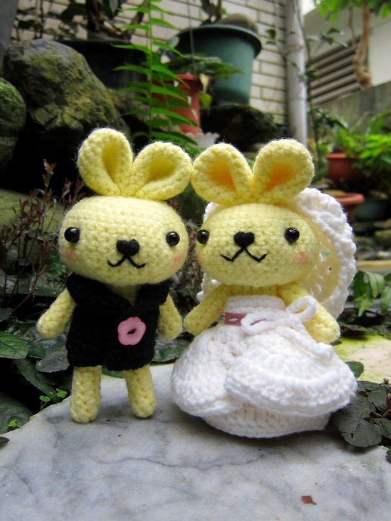rabbit. Wedding doll (customize your wedding doll) - Stuffed Dolls & Figurines - Other Materials Multicolor