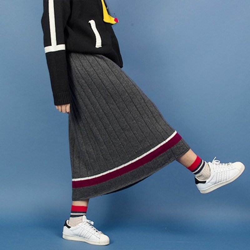 odd maker leisure wild concave shape containing wool woolen skirts College Wind - Skirts - Paper Gray