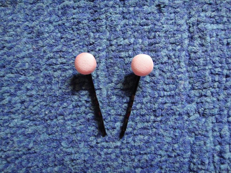 Peach powder pink button small hairpin C20ASZ22 - เครื่องประดับผม - วัสดุอื่นๆ สึชมพู