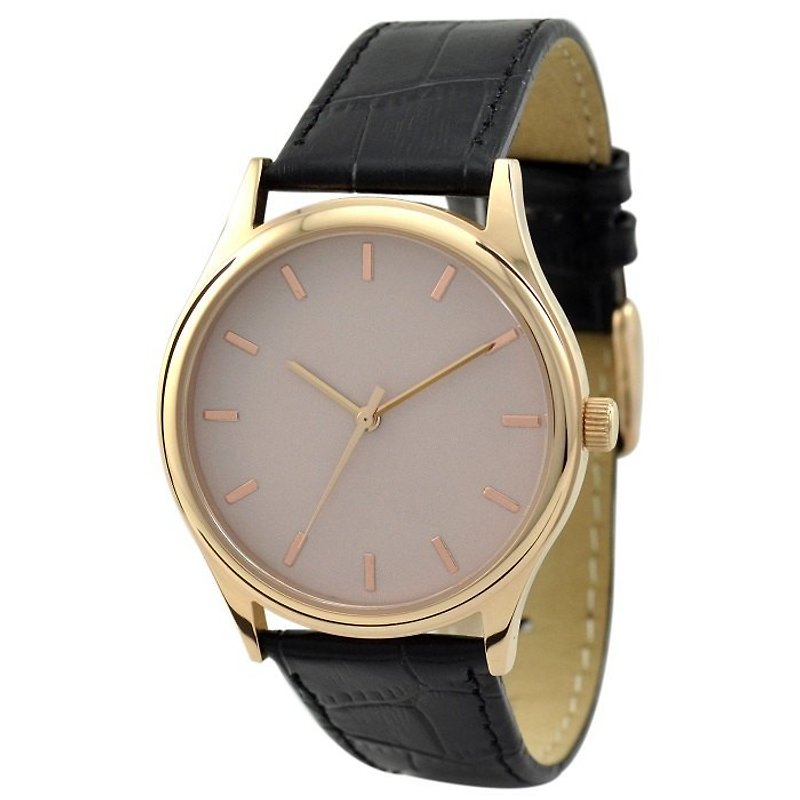 Rose Gold Watch with rose gold indexes in creamy face - นาฬิกาผู้หญิง - โลหะ สีกากี