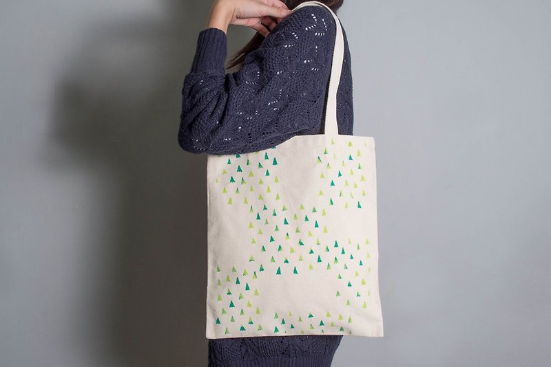 Hand-painted Handprint Embroidered Cloth Bag [Forest] Single-sided/Double-sided Handheld/Shoulder