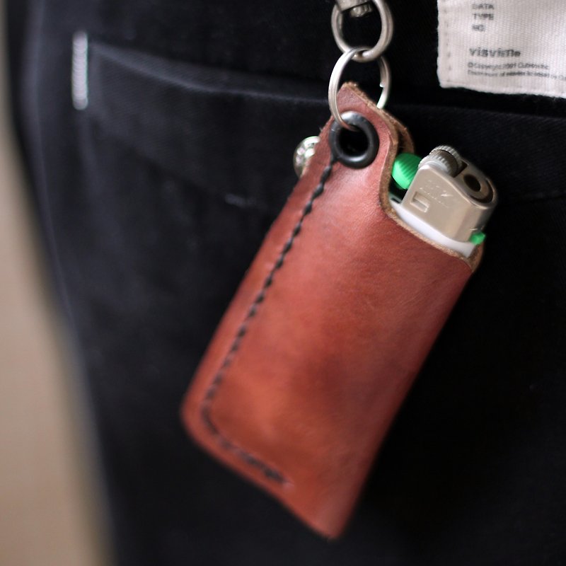 17. Hand-dyed/hand-sewn leather lighter cover - อื่นๆ - หนังแท้ 