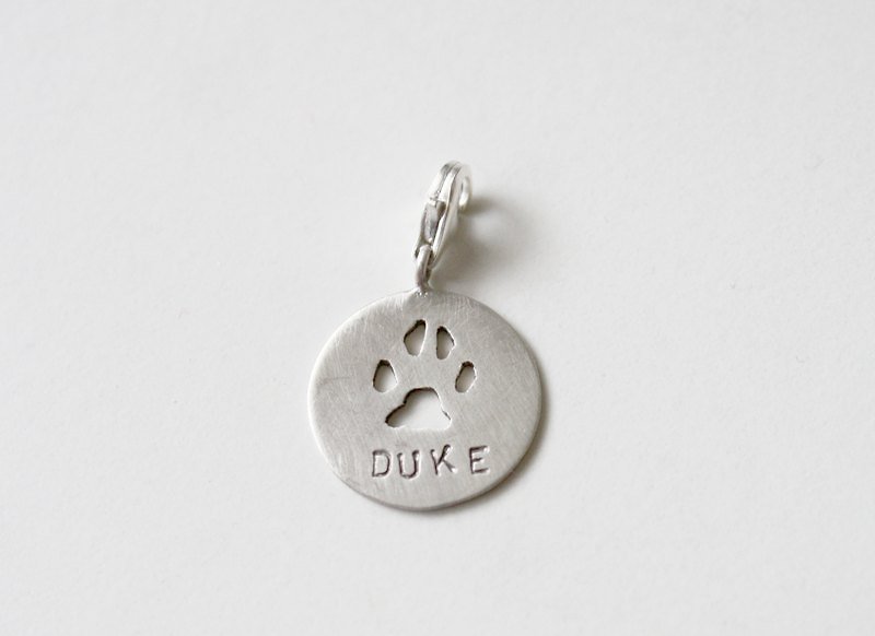 Pet Cats and Dogs Footprints Silver Tag・Customized Product - ปลอกคอ - เงินแท้ สีเทา