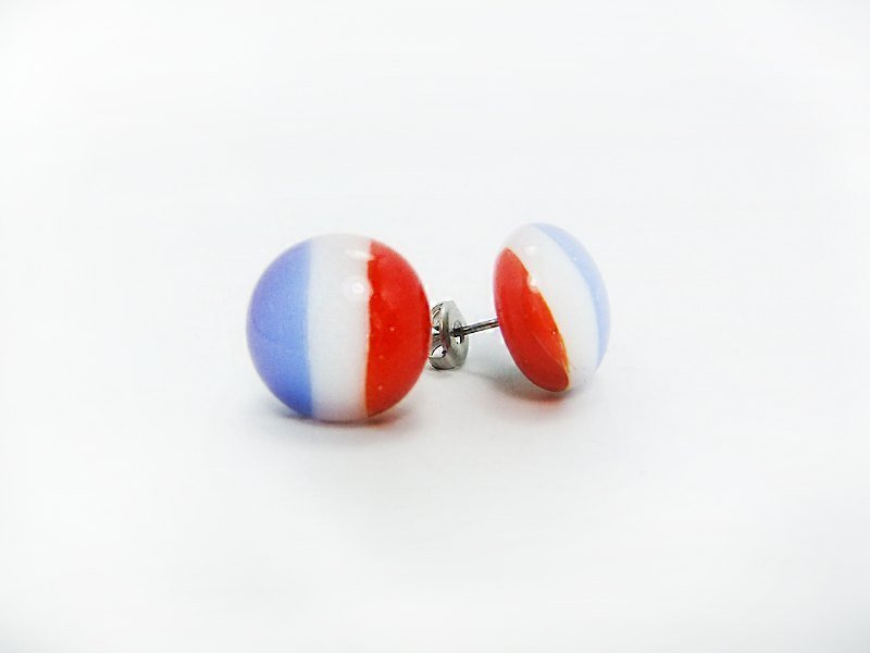 手工琉璃耳環-法國 - Earrings & Clip-ons - Glass Multicolor