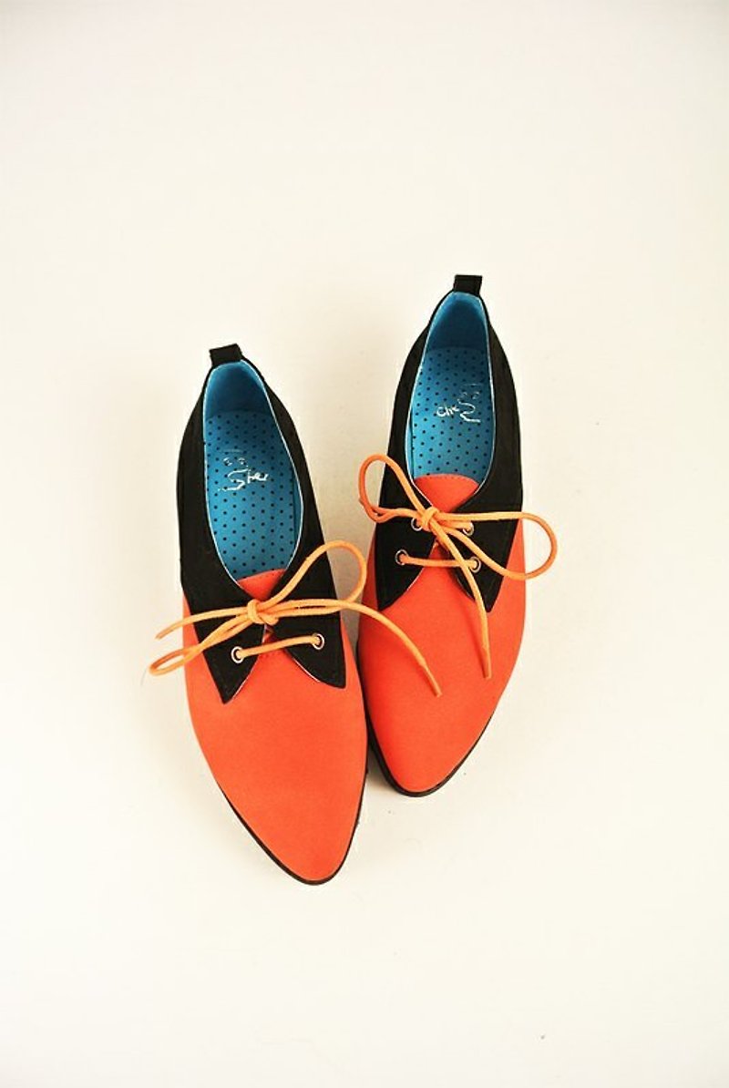 潮流潮流請趕快把我帶走．尖頭平底 - Women's Casual Shoes - Genuine Leather Orange