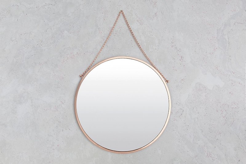 House Doctor hanging mirror copper edges - ตกแต่งผนัง - วัสดุอื่นๆ สึชมพู