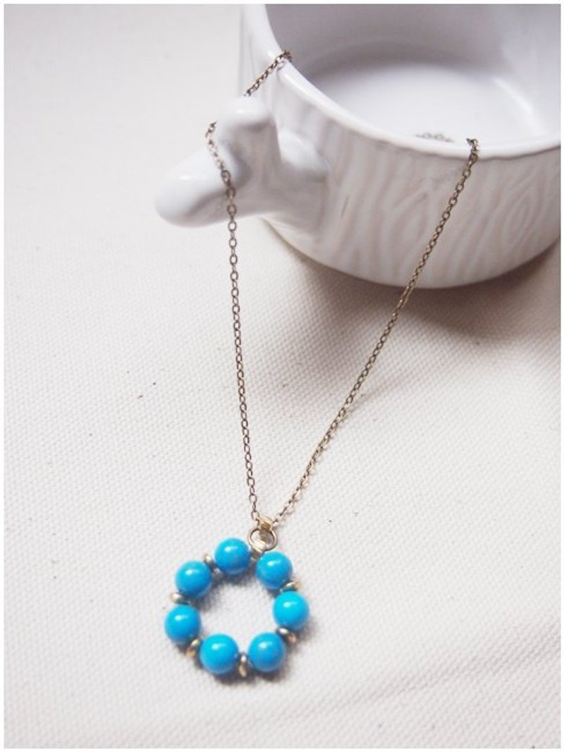 little stone necklace 七巧甜圈(土耳其藍)-項鍊 - 項鍊 - 其他材質 藍色