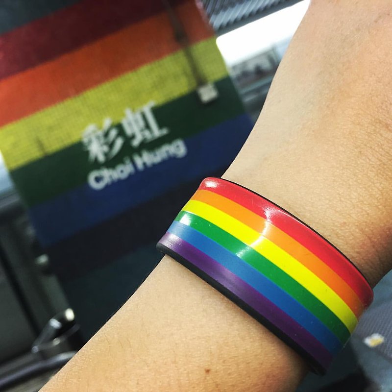 六色彩虹拍拍手帶 LGBTQ+ - 手鍊/手鐲 - 矽膠 多色