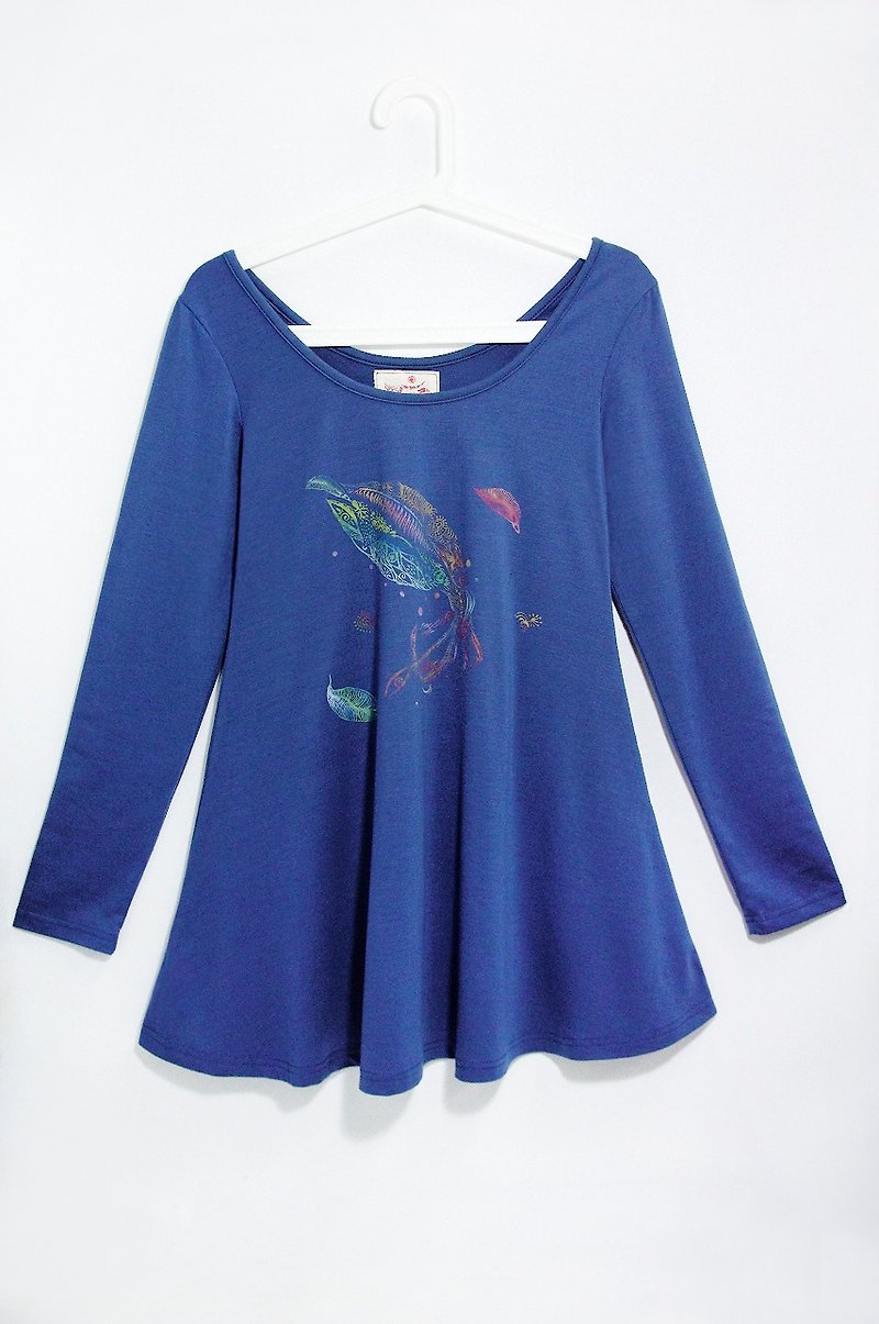 手触りの長袖ドレス (zhangqing) - 明るく透明 - ワンピース - その他の素材 ブルー