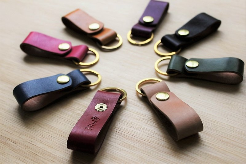 【Mini5】多色可選真皮黃銅鑰匙圈 /情人節禮物 - 鑰匙圈/鑰匙包 - 真皮 多色
