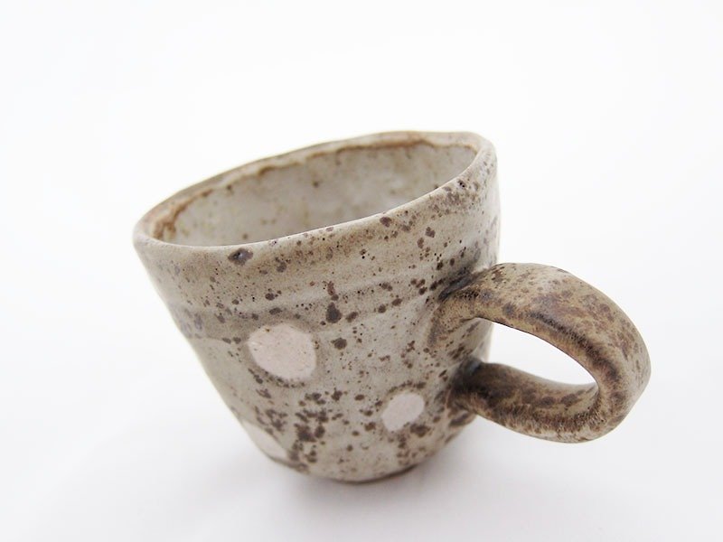 Polka dot mug, 7 oz.,handmade mug ,ceramic ,pottery,stuckwithclay - 咖啡杯 - 瓷 灰色
