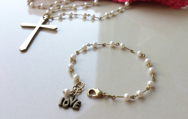 Retro small cherry pearl bracelet Bronze series ~ ~ - Bracelets - Other Materials White