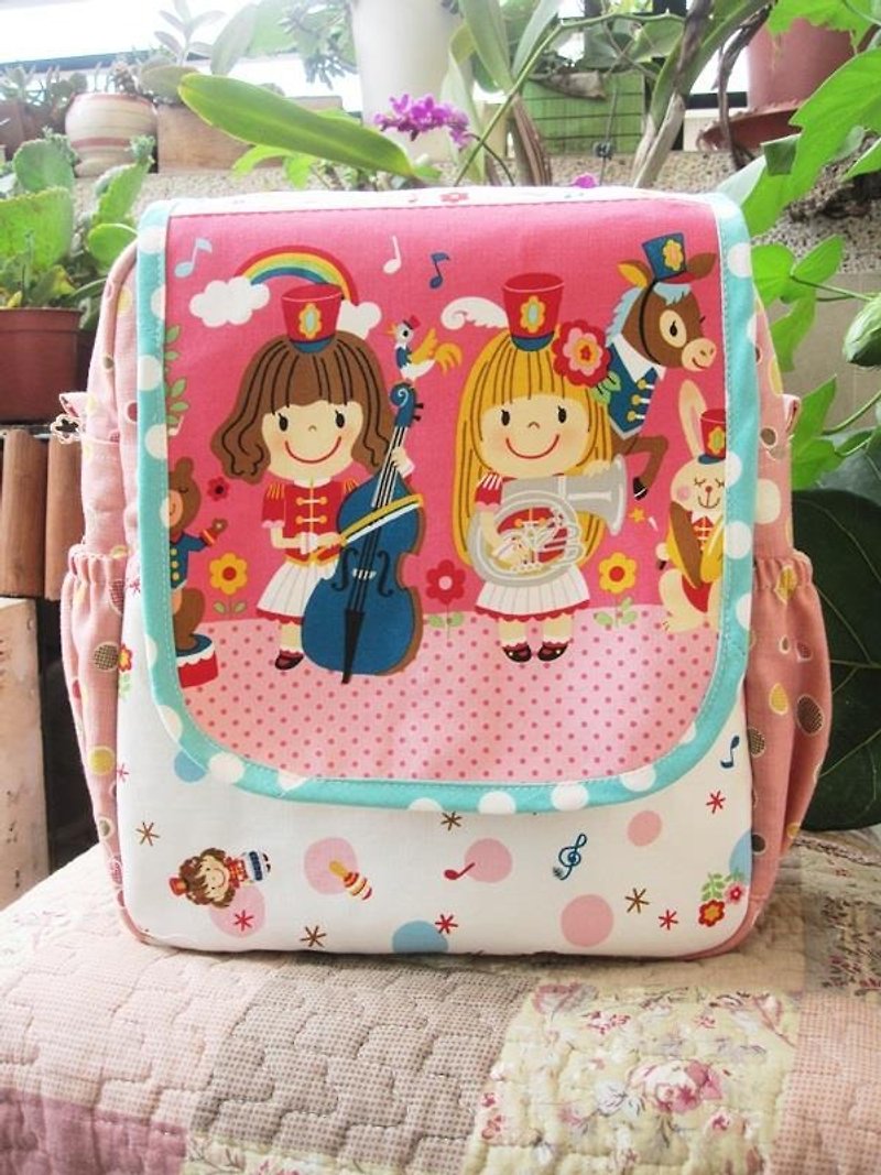 Doll princess small band backpack - กระเป๋าเป้สะพายหลัง - ผ้าฝ้าย/ผ้าลินิน สึชมพู