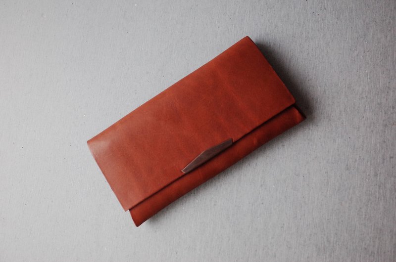 [Year-end benefits] 30% off simple long buckle long clip - Wallets - Genuine Leather Brown