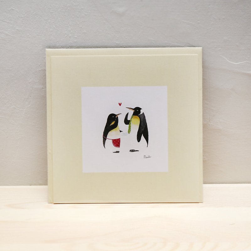 Penguin belly full of love love you card - การ์ด/โปสการ์ด - กระดาษ สีเหลือง