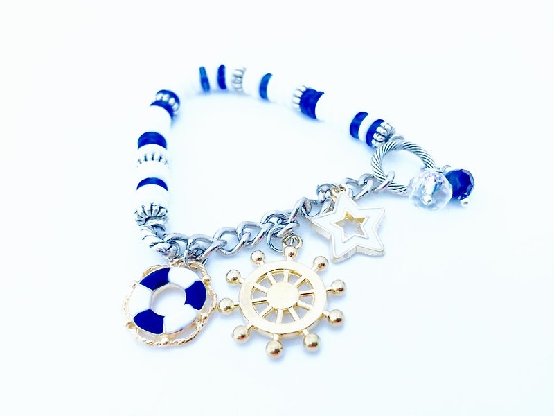 "The silver blue color Bianzhu x Comprehensive Charm" - Bracelets - Other Materials Blue