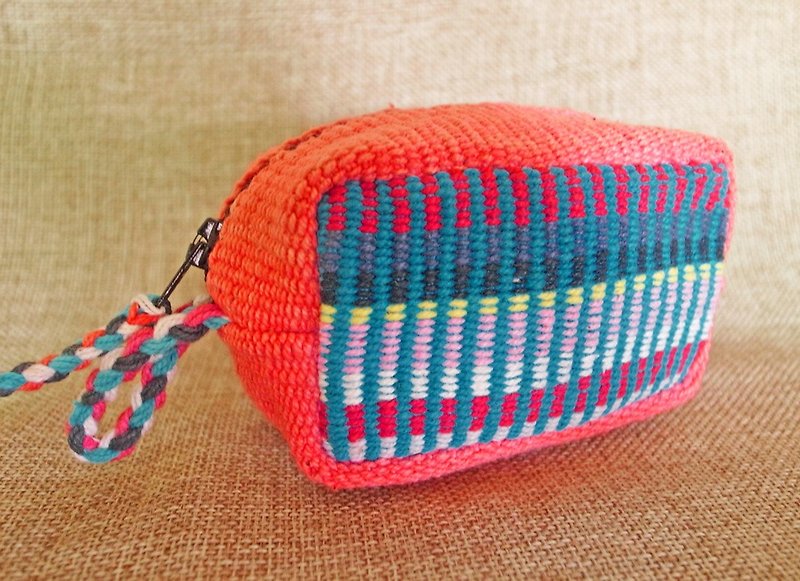 [Music tempo] <Taiwan exclusive hand-woven> Nepal rainbow hand workshop and wallet (pink + light blue) - Coin Purses - Other Materials Pink