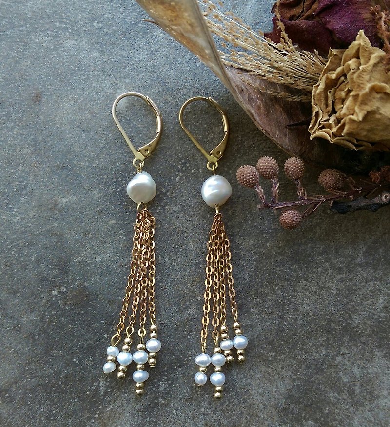 Pearl Tassel Earrings - Earrings & Clip-ons - Gemstone 