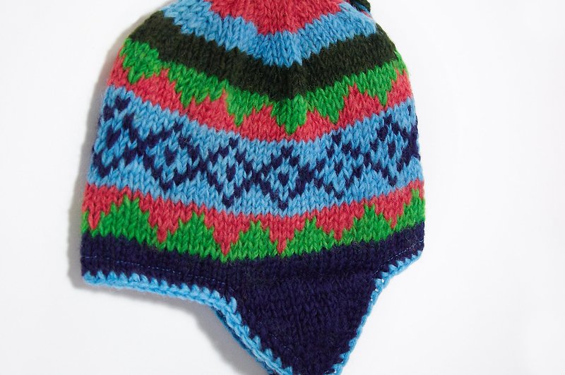 Hand-knitted pure wool hat/flying wool hat/knitted hat/knitted hat-forest color totem (handmade limited edition) - หมวก - วัสดุอื่นๆ หลากหลายสี