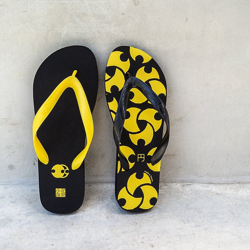 Light day | Black and yellow round. Rainy beach travel summer. Flip-flops. Male - gift mystery - รองเท้าลำลองผู้ชาย - วัสดุอื่นๆ 