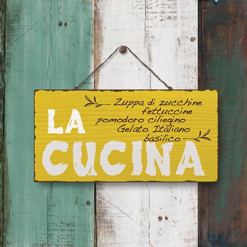 Retro label -La Cucina - ตกแต่งผนัง - ไม้ สีเหลือง