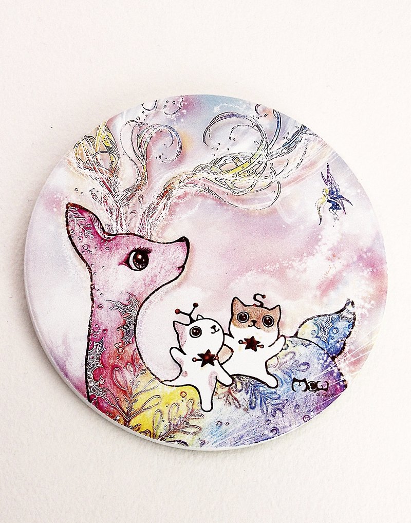 Good hand-painted ceramic water coaster ~ colorful snowflake deer - Coasters - Other Materials Pink