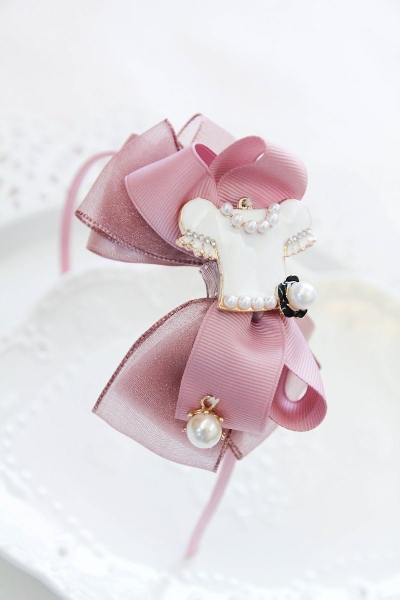 Romantic yarn dress headband - Bibs - Other Materials Pink
