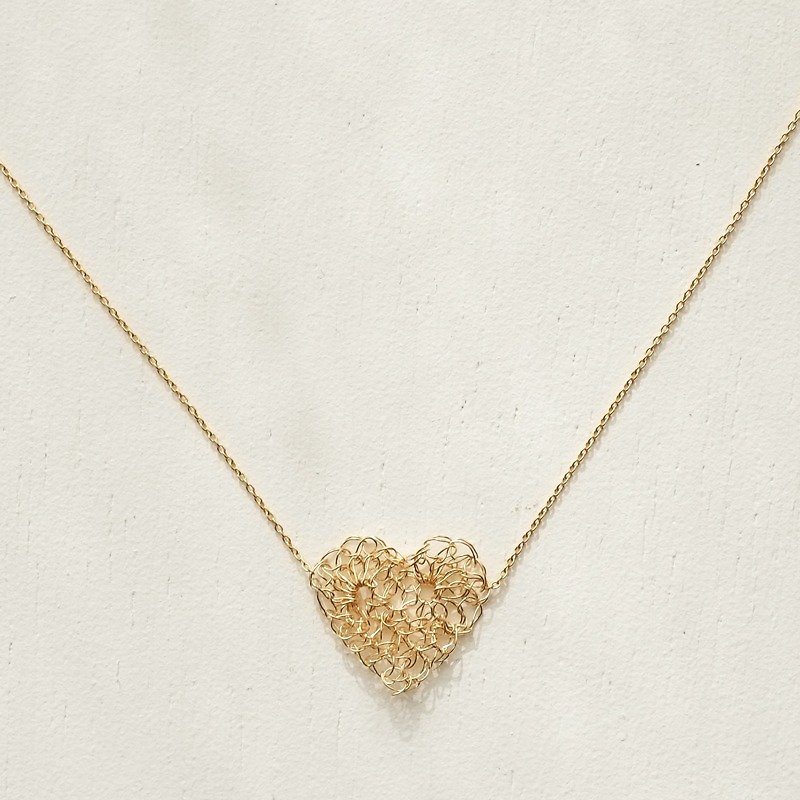 Heart Necklace - สร้อยคอ - โลหะ สีส้ม