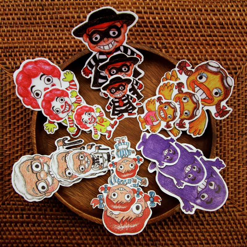 Color pencil painted insensibly baby doll series waterproof stickers - Fast food kits 18 into - Stickers - Paper Multicolor