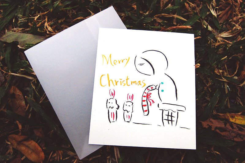 2014 Christmas with Macrocephaly Girl-Chimney - การ์ด/โปสการ์ด - กระดาษ สีแดง