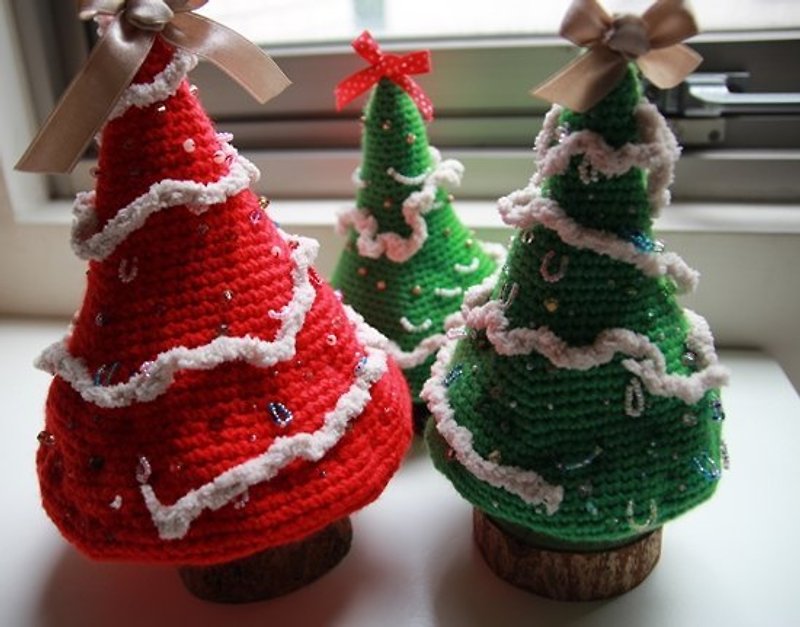 【布。棉花】聖誕禮物 ※毛線耶誕樹, 繽紛聖誕樹 - 置物 - その他の素材 グリーン