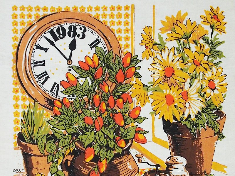 1983 American early cloth calendar clock - Other - Other Materials Orange