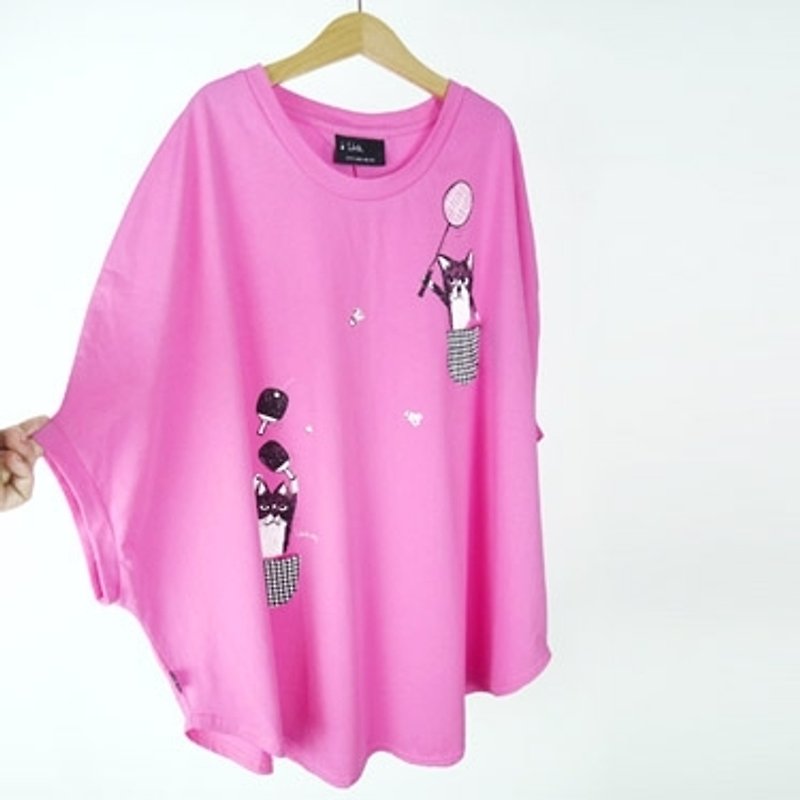 : Urb [pat] female cat / circular clothing. - Women's T-Shirts - Cotton & Hemp Pink