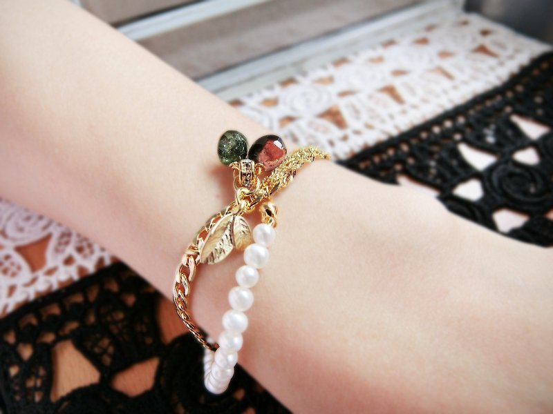 【Treasures】Pearl Tourmaline Bracelet - Bracelets - Gemstone Multicolor