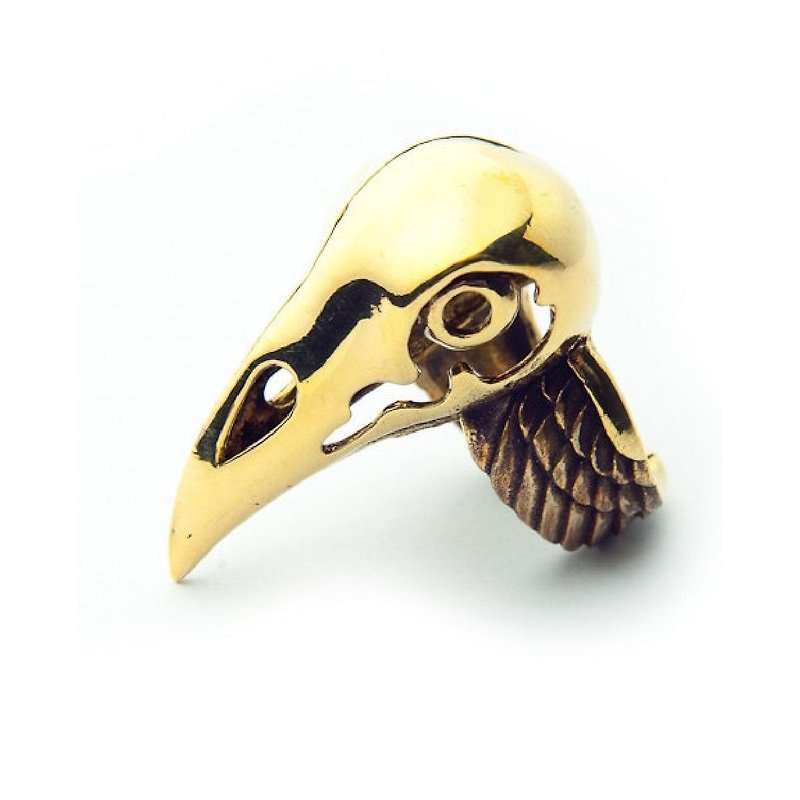 Crow skull ring in brass and oxidized antique color ,Rocker jewelry ,Skull jewelry,Biker jewelry - แหวนทั่วไป - โลหะ 