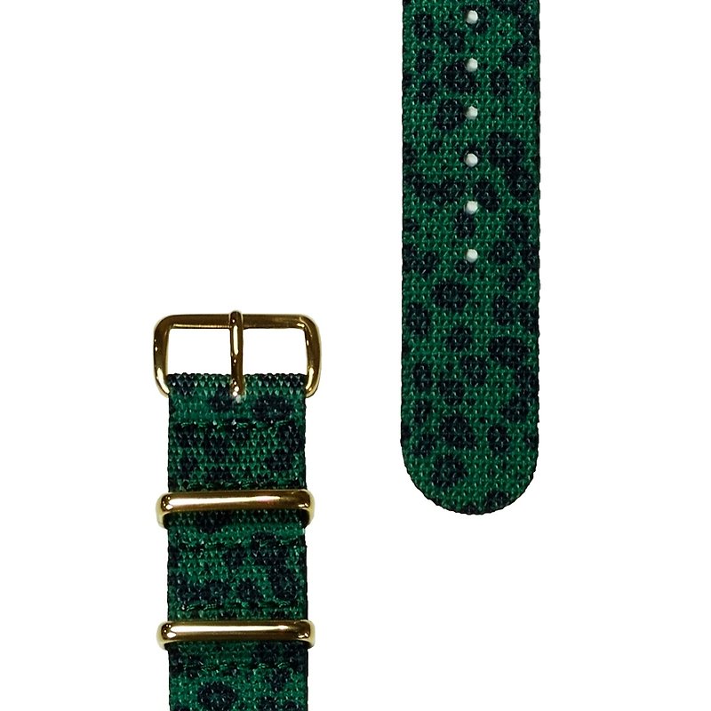 HYPERGRAND Military Band - 20mm - JADE LEOPARD Emerald Green Leopard (Gold buckle) - Women's Watches - Other Materials Multicolor